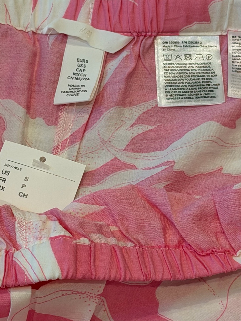 H&M Pink Tropical Floral Wide-Leg Pants - Size Small - Picture 5 of 5
